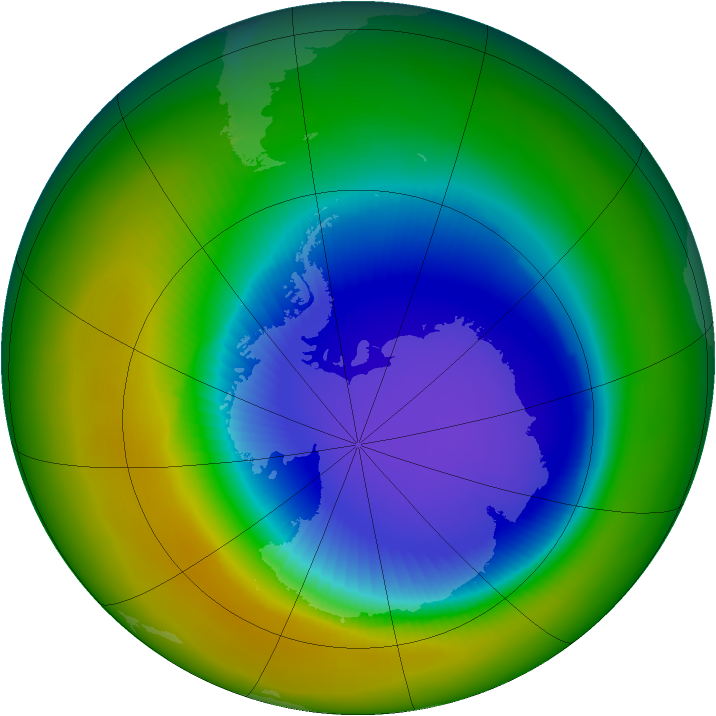 Antarctic ozone map for October 2003